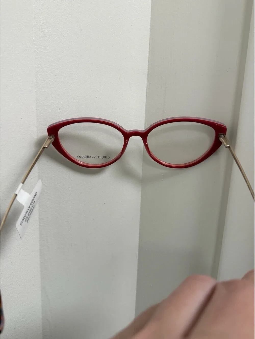 Christian Siriano CS Rosalia Red/Gold Cat Eyed Glasses